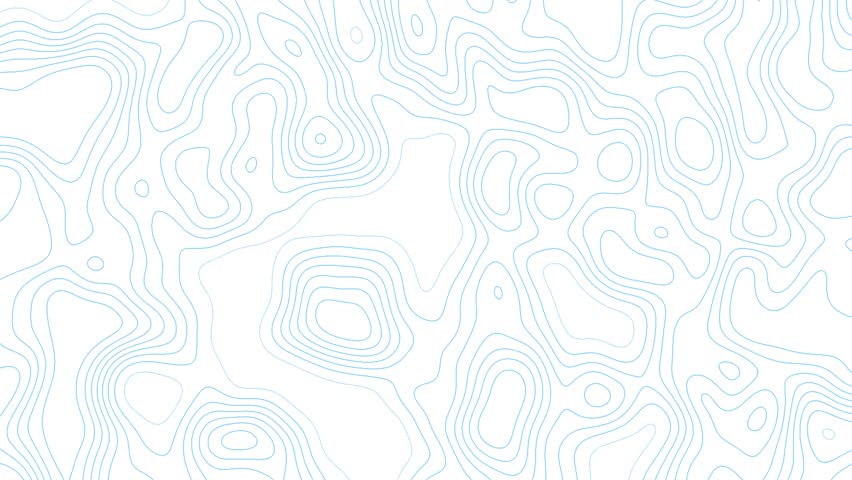 Light blue, violet, petrol colour morphing gradient background. Retro futuristic abstract topographic map with waves, contour lines, organic shapes. Flowing motion of round shapes educational projects