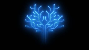 Abstract Blue Circuit Tree Animation:  Glowing Futuristic Tech Design with Alpha Channel - Powered by Shutterstock - Get 15% off with code: PIKWIZARD15