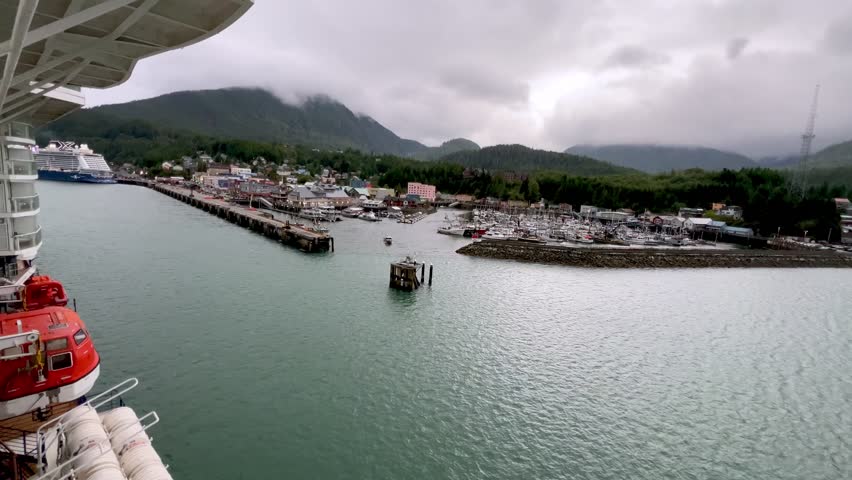 cruise ship arrival at the port in Ketchikan, Alaska