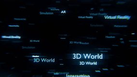 Animated text “Virtual Reality and Augmented Reality” with flying keywords. Great for simulation, metaverse, 3D worlds, and immersive projects - Powered by Shutterstock - Get 15% off with code: PIKWIZARD15