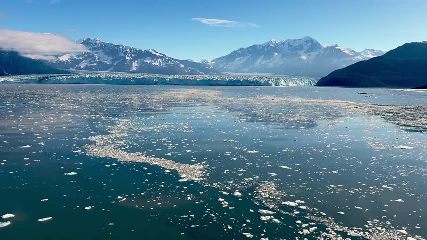 ice in water near the hubbard glacier