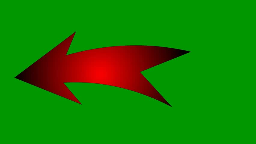 arrow pointing to left with green background screen used in designing videos specially for social media, the left arrow vector used also in chroma sticker for video makers.