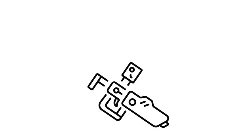 A linear style icon representing space gun