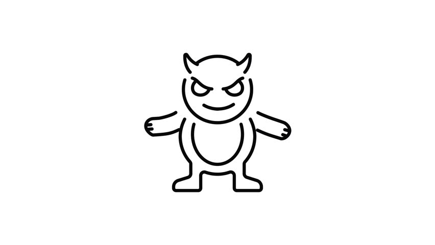 A line style icon showing fluffy monster