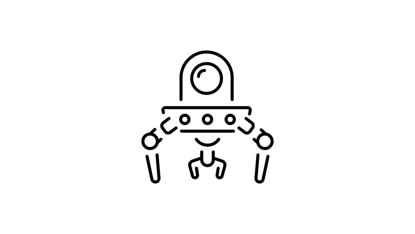 An outline style icon depicting nano bot