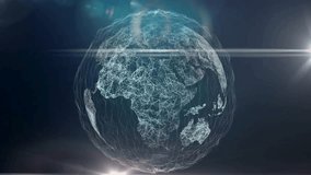 A digital Earth hologram rotates with abstract wireframe connections, creating a powerful visual of global communication, technology, and networking - Powered by Shutterstock - Get 15% off with code: PIKWIZARD15