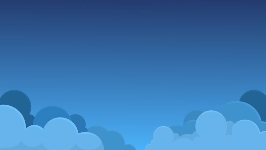 Cartoon Skull in Blue Cloudy Sky – Spooky Halloween Background