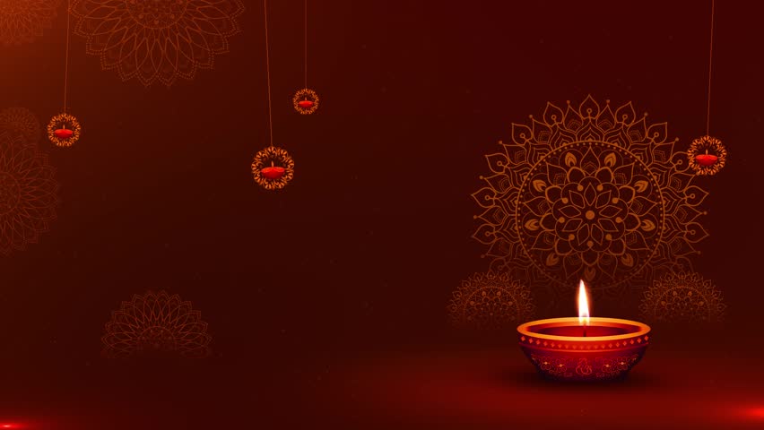 Diwali Background Diya 4k greetings diya on lotus flower Happy Deepawali card copy space for logo text celebrate Hindu Festival of Lights Celebration, Wishes, holiday Message Festival of lights pooja