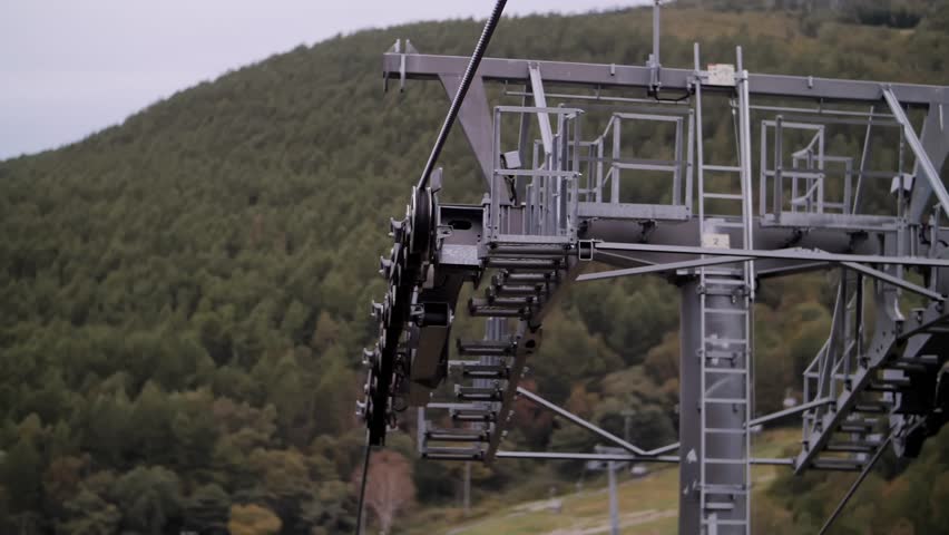 The funicular wheels are spinning. Cable car wheel mechanism.