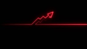 Abstract neon arrow business graph chart icon animation background. Market Recovery Concept. Successful growth trend Red line graph going Up. on the black, background Financial data and diagrams - Powered by Shutterstock - Get 15% off with code: PIKWIZARD15