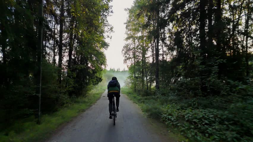 Morning Gravel Ride Through Foggy Forest and Suburban Roads in Finland