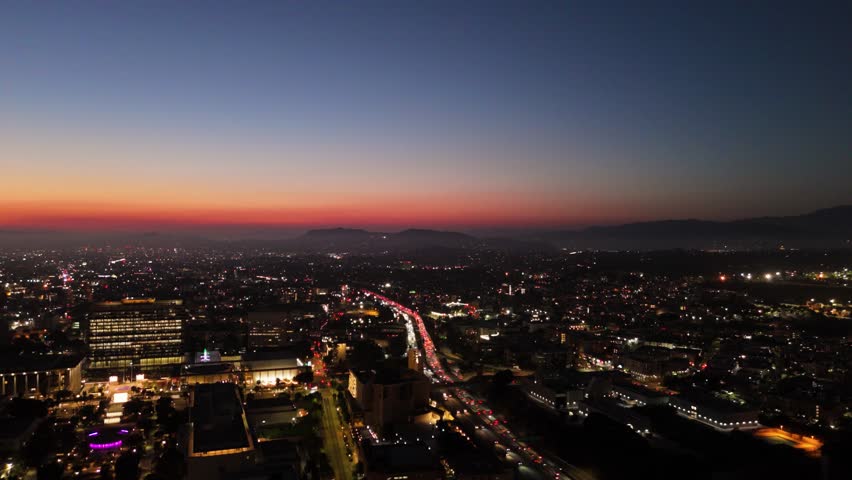 Los Angeles Evening Skyline with Traffic, August 10, 2025