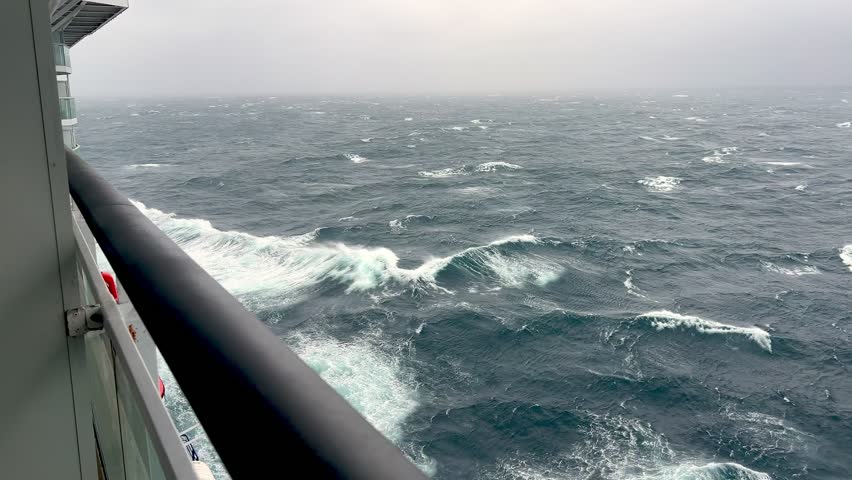 rough seas from cruise ship off the alaska coast in the bering sea
