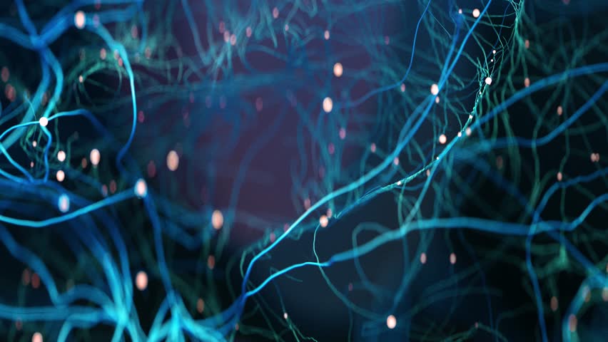 3D Animation Neural Brain Network in Artificial Intelligence, Machine Deep Learning and Futuristic Glowing Data Processing. Concept for AI, Tech, Innovation, and Digital Modern Science, no people 4k