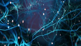 3D Animation Neural Brain Network in Artificial Intelligence, Machine Deep Learning and Futuristic Glowing Data Processing. Concept for AI, Tech, Innovation, and Digital Modern Science, no people 4k - Powered by Shutterstock - Get 15% off with code: PIKWIZARD15