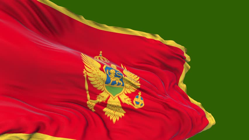 Montenegro flag. Montenegro flag close up. Montenegro flag endless loop. Green screen