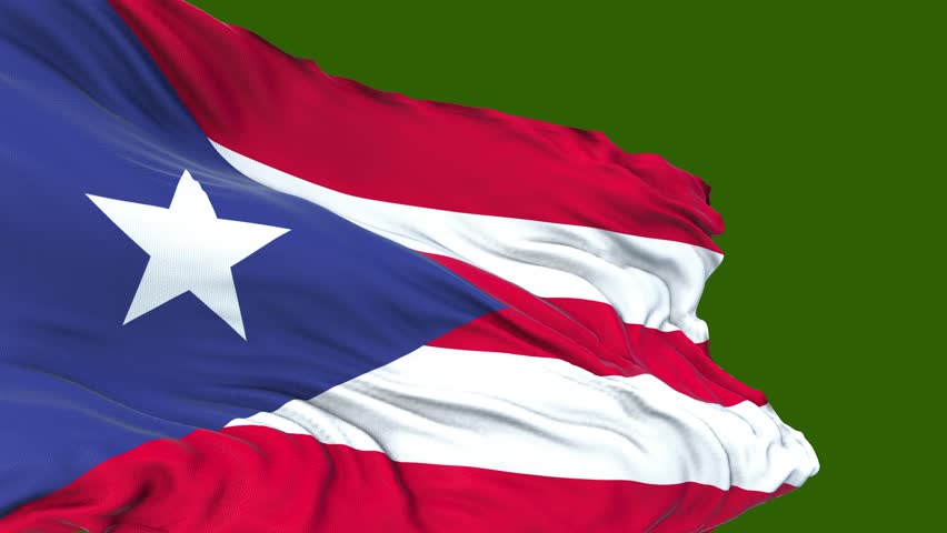 Puerto Rican flag. Puerto Rican flag close-up. Puerto Rican flag endless loop. Green screen