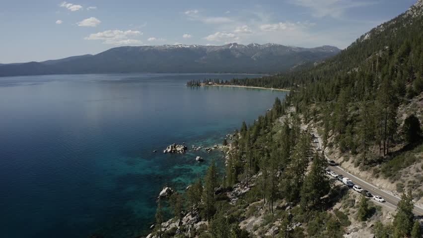Beautiful Lake Tahoe Aerial Mountain Forest Meets Alpine Waters Sierra Nevada Landscape