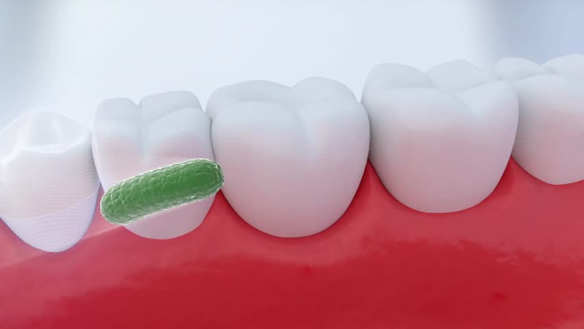 Strengthen tooth enamel, fill the gaps between teeth, make teeth stronger, and desist plaque invasion of teeth.Dental care, toothpaste, tooth surface repair, 3D animation.