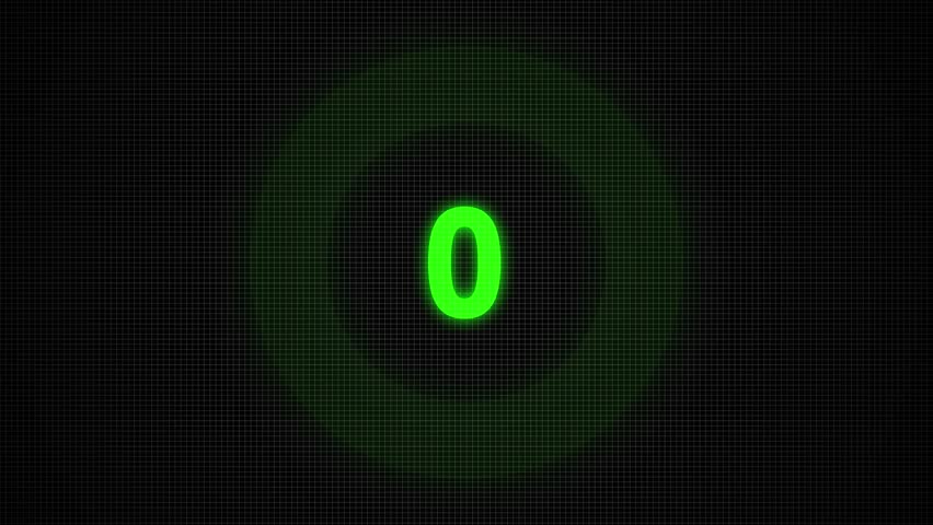 Numerical counting from 0 to 43. Circular progress bar with bright neon green light , countdown green animation timer circle countdown, live, stream, exercise, workout transparent background.