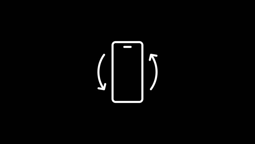 Phone rotate animation. Rotate your phone to landscape orientation. Rotate your phone icon animation. Transparent background with alpha channel