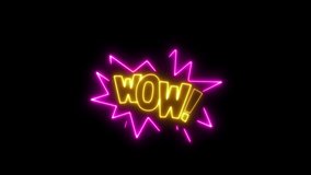 Wow Word Digitally Generated Popup Video 4k isolated on black, Wow Text neon sign animation - Powered by Shutterstock - Get 15% off with code: PIKWIZARD15