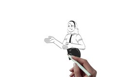 Frustrated blonde corporate woman gesturing presenting outline hand drawn 2D character animation. Businesswoman confused with open arms animated person handdrawn isolated. Doodle drawing 4K video - Powered by Shutterstock - Get 15% off with code: PIKWIZARD15