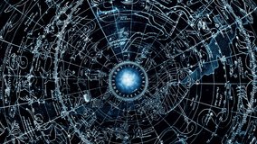 Ancient zodiac signs rotating in the starry sky. The concept of compiling horoscopes, astrology and symbols. 3D animation background. - Powered by Shutterstock - Get 15% off with code: PIKWIZARD15