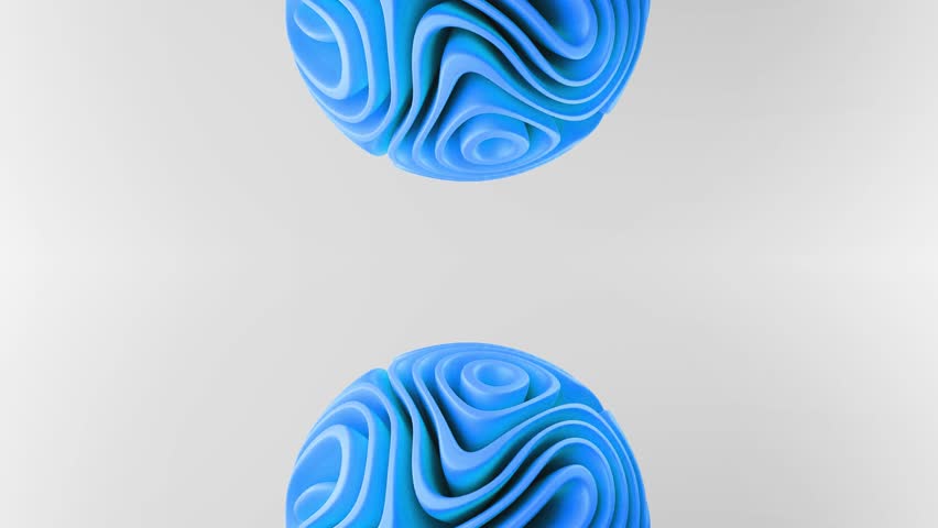 Smooth Blue 3D Balls with a Rippled Texture Looping on a Grey Background.