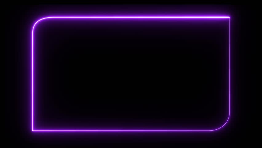 Abstract glowing neon rectangle frame icon animation. Neon light rectangle frame loading icon animation.