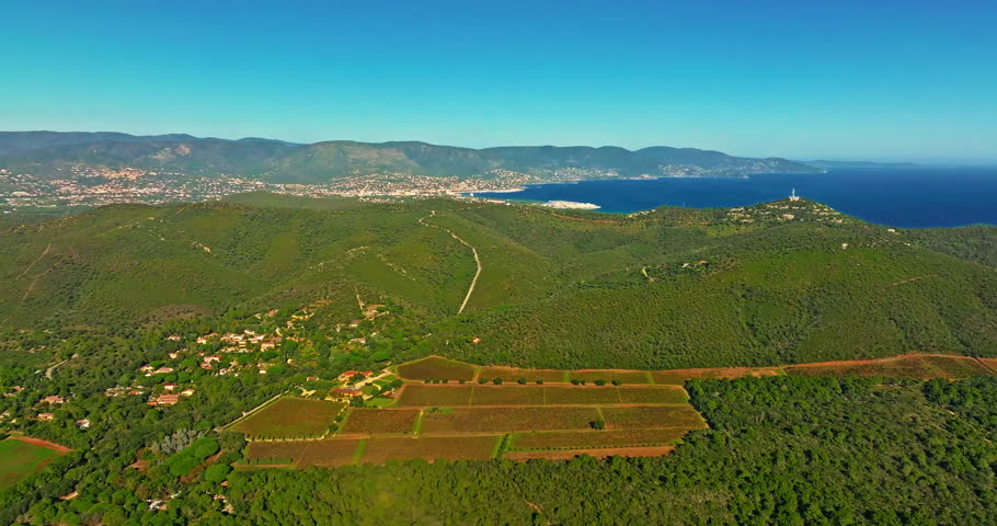 Aerial view of the natural relief of the Var department, France, Provence-Alpes-Cote dAzur, in summer