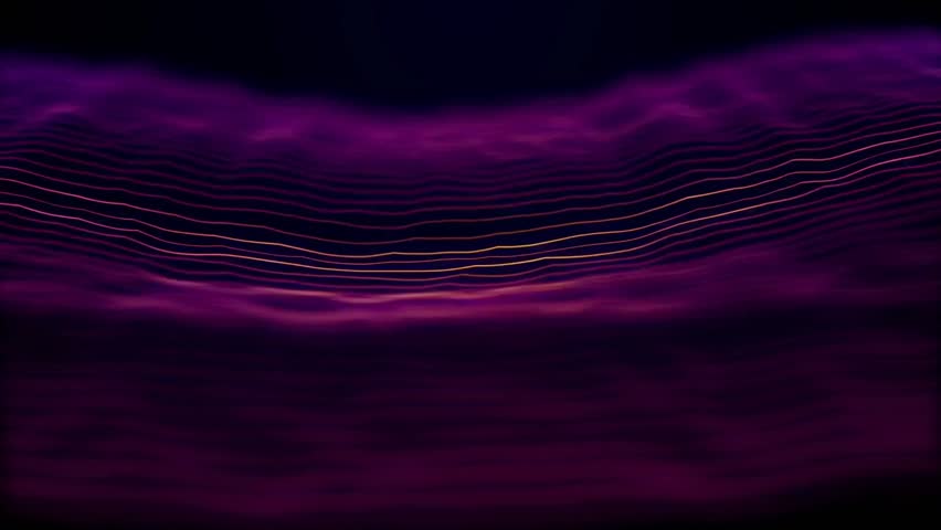 Purple bass waves motion background with abstract glowing sound vibrations for music and party visuals