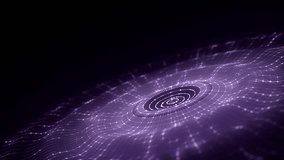 3D abstract circle music wave with purple dots and lines. Futuristic technology background. Graphic effect network connection data. Glowing round sound with dark cyberspace. 3D rendering. - Powered by Shutterstock - Get 15% off with code: PIKWIZARD15