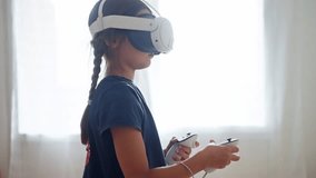 A joyful child plays in virtual reality, blending happiness and technology in a colorful, imaginative room. Slow motion - Powered by Shutterstock - Get 15% off with code: PIKWIZARD15