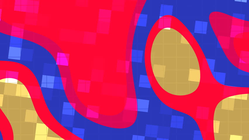 Abstract pattern in red, blue, and yellow shapes. Perfect for backgrounds, packaging, and artistic projects. Bright, modern, and eyecatching design.