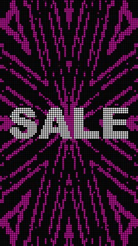 4k Loop animation of Abstract Sale text with led screen Dot RGB tv background. 80s Half tone dots banner, Y2K Online shopping promotions, digital marketing, and e-commerce campaigns. Cyber sales event