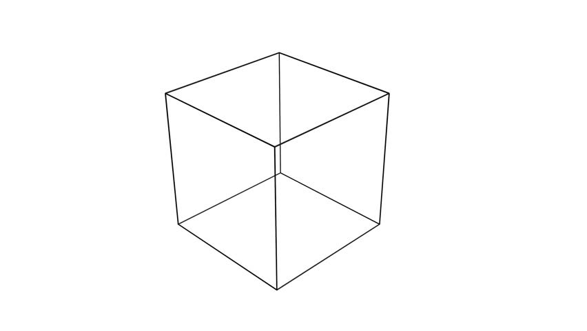 Black edges cube on white bg able to loop endless 4k. 3D Illustration