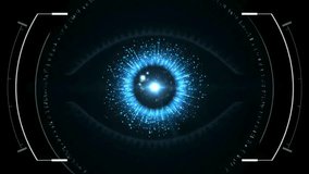 Futuristic digital eye scan with glowing blue particles and cyber technology animation - Powered by Shutterstock - Get 15% off with code: PIKWIZARD15