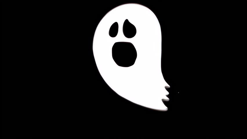 Spooky Ghost Icon on Black Background for Halloween