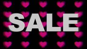 4k animated banner - Glitchy heart pattern with 'SALE' text overlay. Retro 80s neon style, vibrant, bold colors, digital distortion. 8 bit art banners, lo-fi retro creative advertisement, Y2K visuals - Powered by Shutterstock - Get 15% off with code: PIKWIZARD15