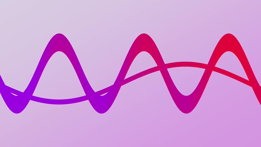 Vibrant abstract flowing red and purple waves intertwining across a soft gradient background forming an energetic dynamic rhythmic pattern
