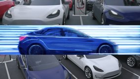 
Electric Car In Motion With Futuristic Glowing Blue Overlay Surrounded By Parked Vehicles in Charging Station. Symbolizing Clean Energy, Modern Technology, And Sustainable Transport Systems. - Powered by Shutterstock - Get 15% off with code: PIKWIZARD15