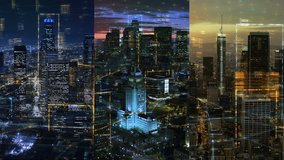  Futuristic City Skyline Illuminated With Glowing Financial Data, Analytics, And Charts Overlaying Skyscrapers, Representing Economy, Technology, Global Trade, And Finance. Los Angeles, California, US - Powered by Shutterstock - Get 15% off with code: PIKWIZARD15