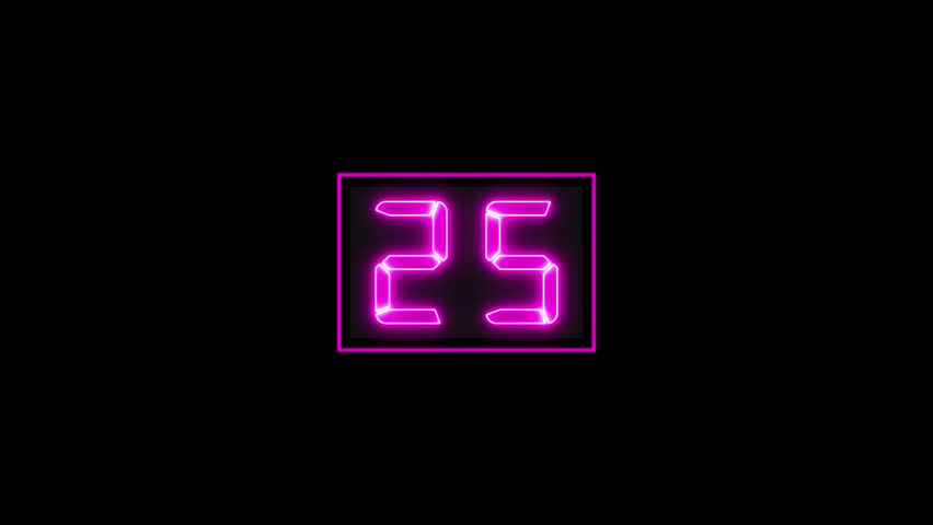 Basketball shot clock countdown with transparent background.