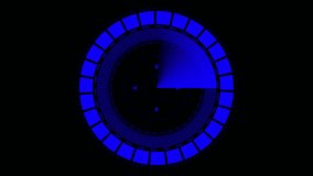 Futuristic blue radar HUD display, circular sci-fi navigation compass with holographic scanning effect, digital cyber security interface for tactical defense and monitoring systems. - Powered by Shutterstock - Get 15% off with code: PIKWIZARD15