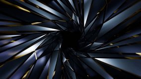 Abstract golden and dark blue rotating geometric tunnel - Powered by Shutterstock - Get 15% off with code: PIKWIZARD15