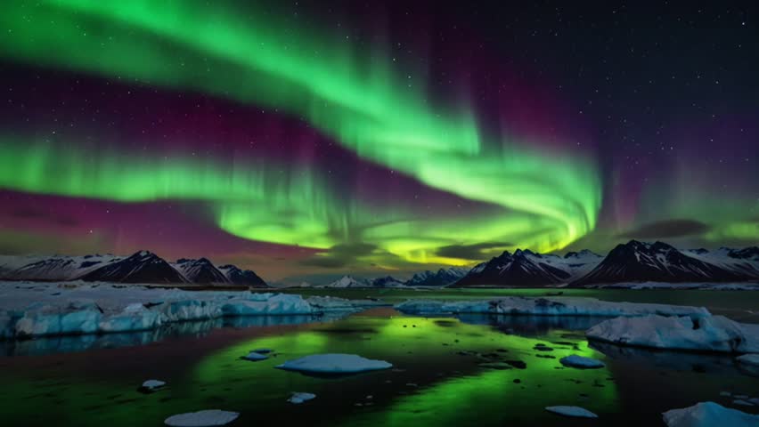 a stunning view of the aurora borealis, or Northern Lights, dancing across the night sky.