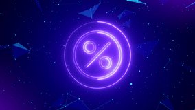 Discount Neon Icon on Digital Plexus Technology Background Seamless Loop - Powered by Shutterstock - Get 15% off with code: PIKWIZARD15