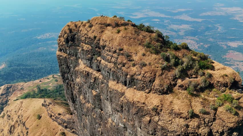 Scenic Drone View of Tallest Pinnacle in Sahyadri Ranges | Western Ghats Mountain Landscape | 4K Ultra HD Footage