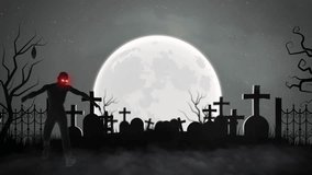Spooky Halloween animation featuring glowing pumpkins, haunted house, flying bats, eerie full moon, and misty night atmosphere. Perfect for holiday intros, party invites, and festive motion graphics. - Powered by Shutterstock - Get 15% off with code: PIKWIZARD15